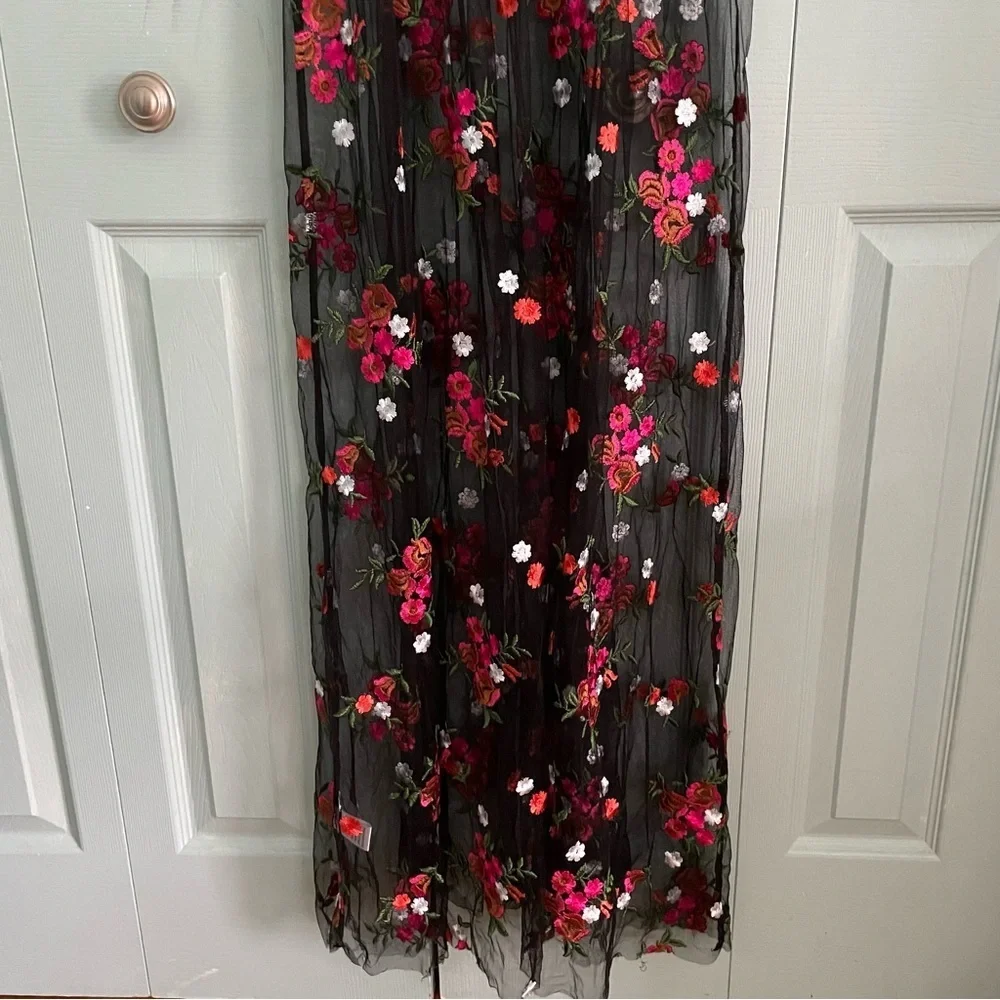 RD+KoKo Black Sheer Overlay Floral Maxi Dress Womens Med Short Sleeve Whimsigoth - Picture 8 of 12